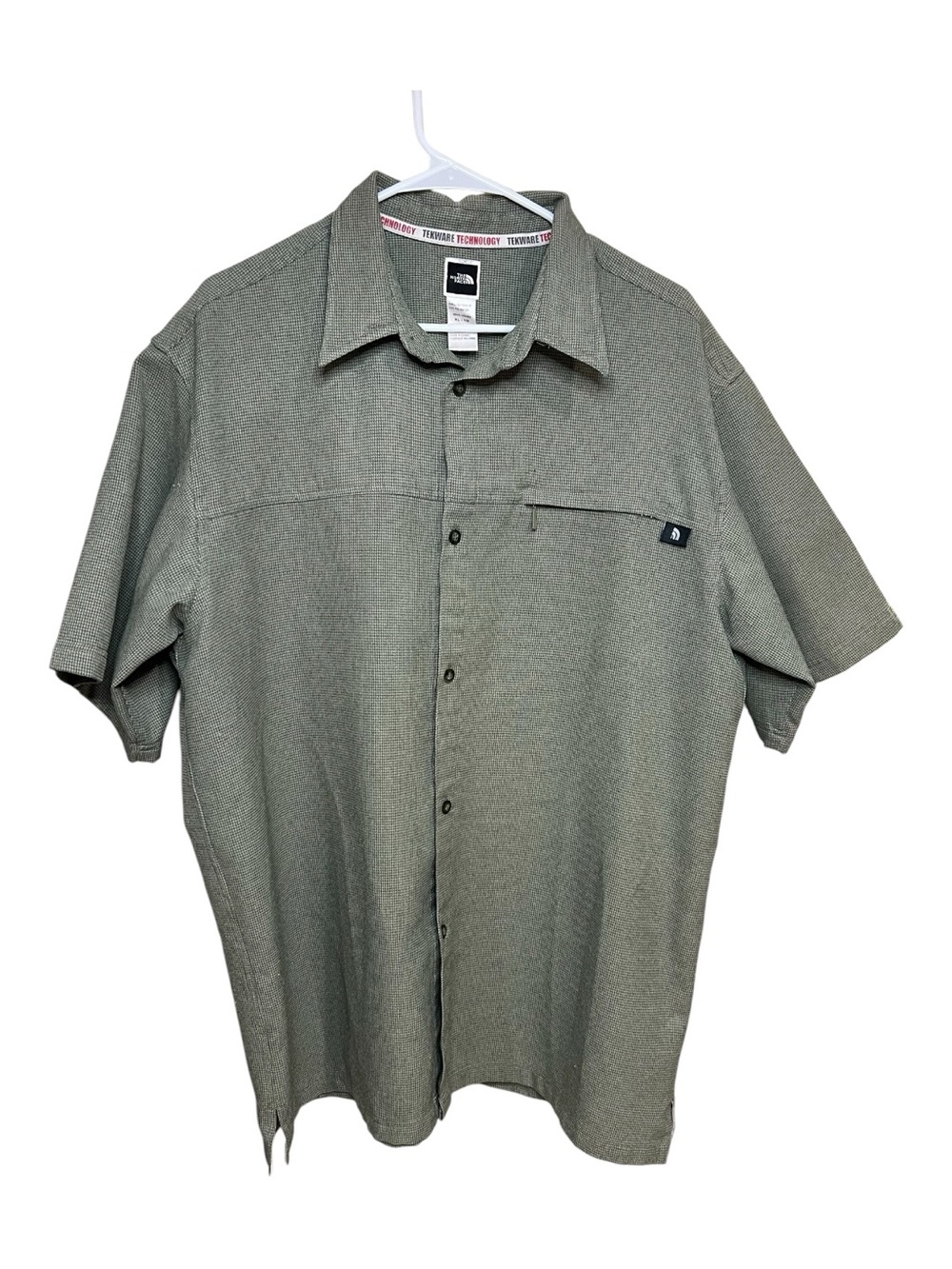 The North Face Men's Short Sleeve Button-Up Shirt - Olive Green Size XL